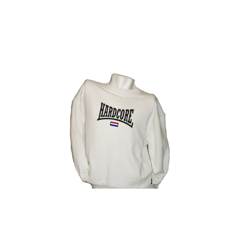 Sweater wit Hardcore logo NL vlag(wit)