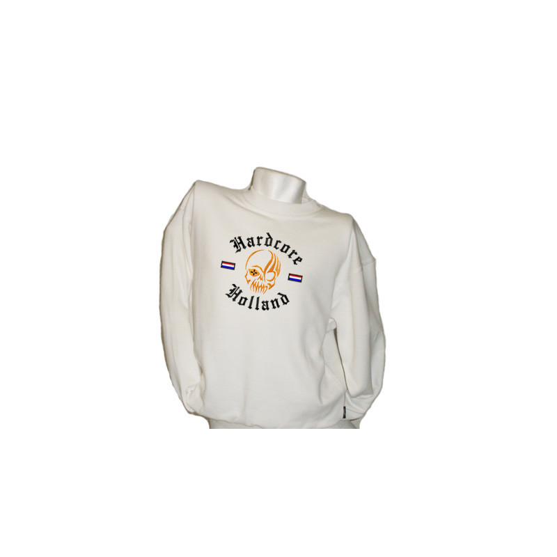 Sweater Hardcore Holland Skull(wit)